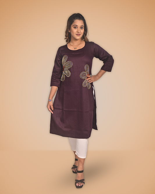 Malai Cotton Kurti with Hand Embroidery