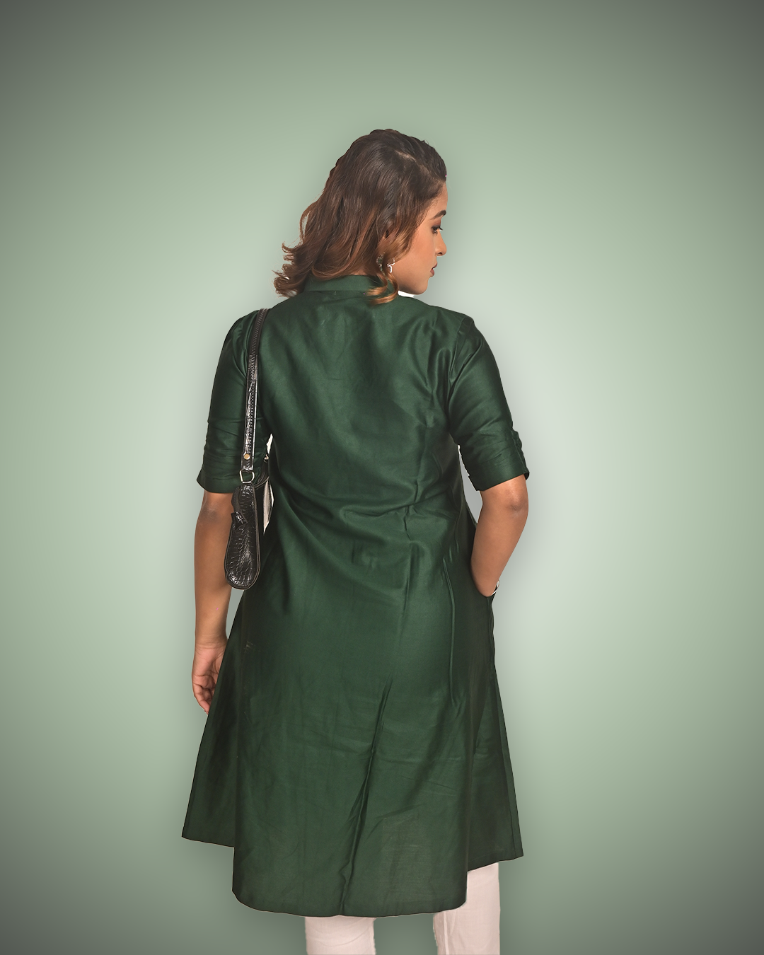 Elegant Dark Green Malai Cotton Kurti for Women