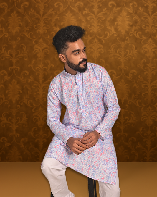 Premium Printed Cotton Kurta for Men