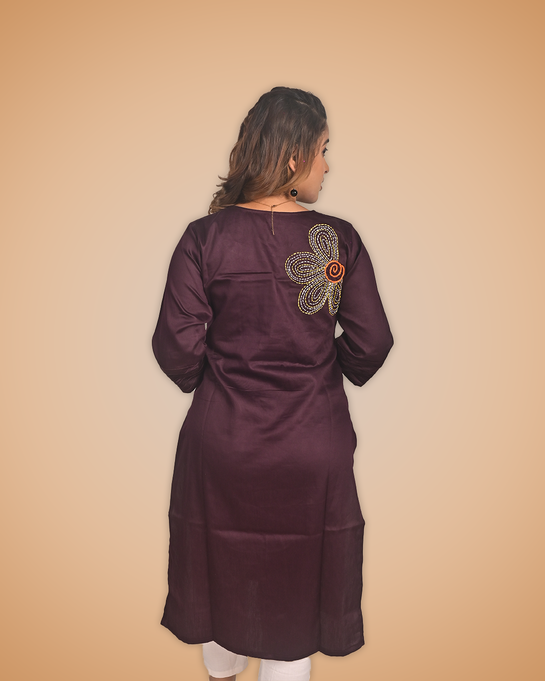 Malai Cotton Kurti with Hand Embroidery