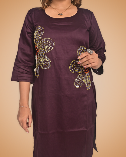 Malai Cotton Kurti with Hand Embroidery