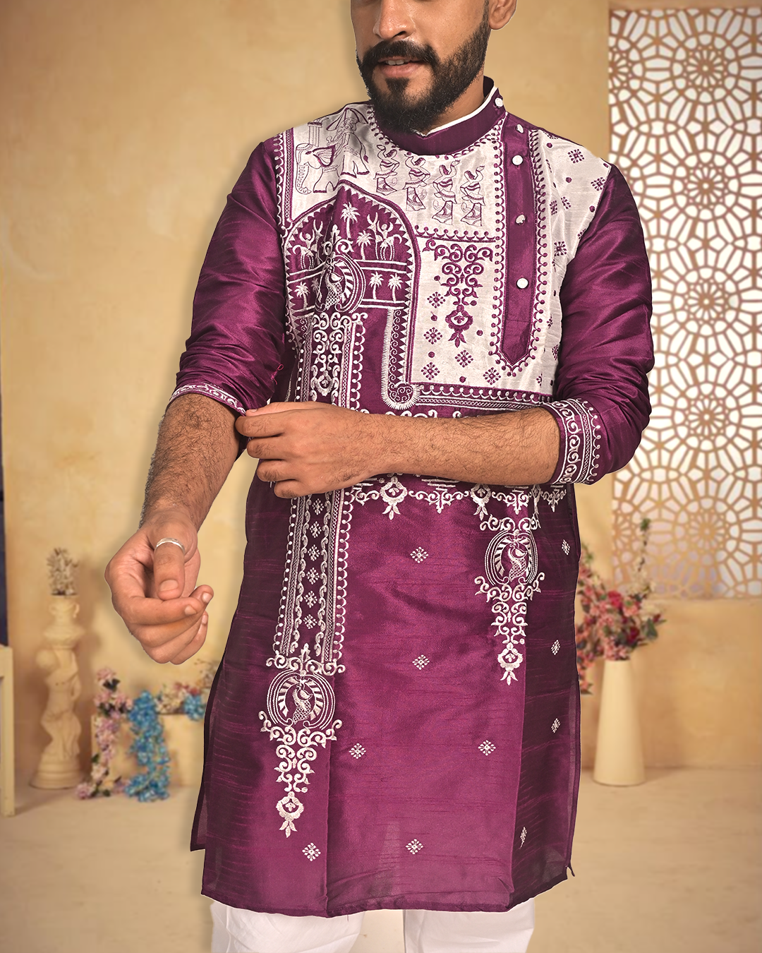 Silk Kurta with Embroidery