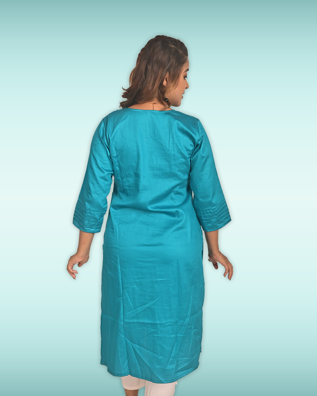 Malai Cotton Kurti with Hand Embroidery
