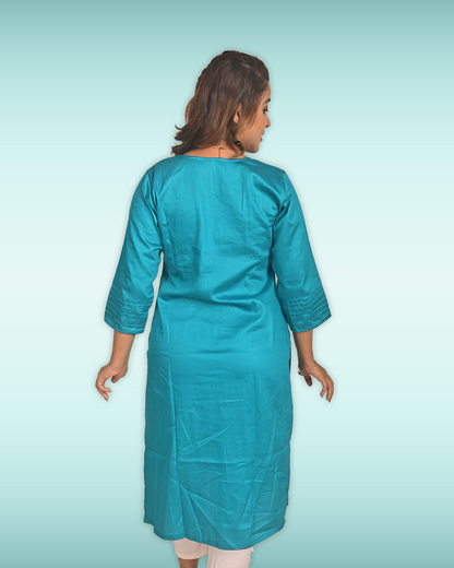 Malai Cotton Kurti with Hand Embroidery