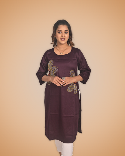 Malai Cotton Kurti with Hand Embroidery