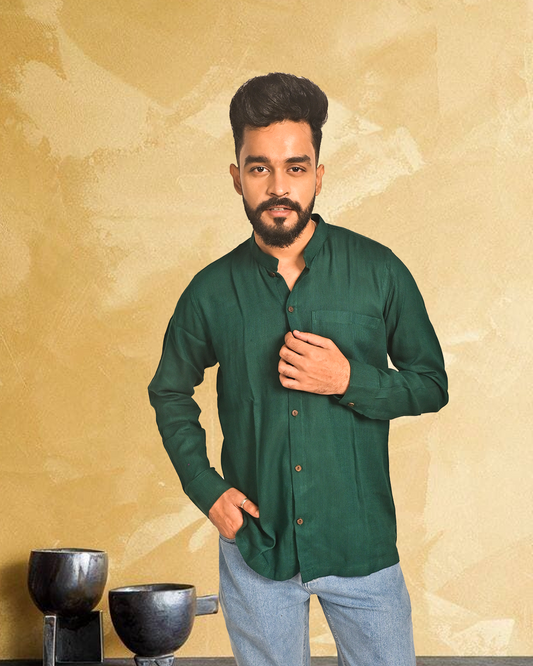 Premium Linen Cotton Solid Shirt – Full Sleeve