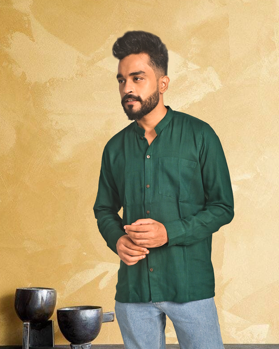 Premium Linen Cotton Solid Shirt – Full Sleeve