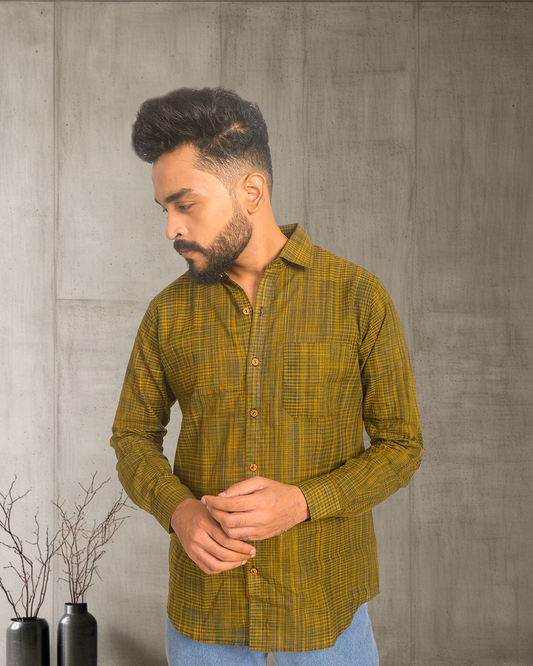 Premium Khadi Cotton Checkered Shirt – Full Sleeve