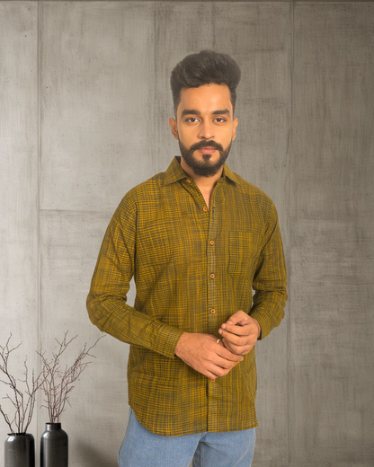 Premium Khadi Cotton Checkered Shirt – Full Sleeve