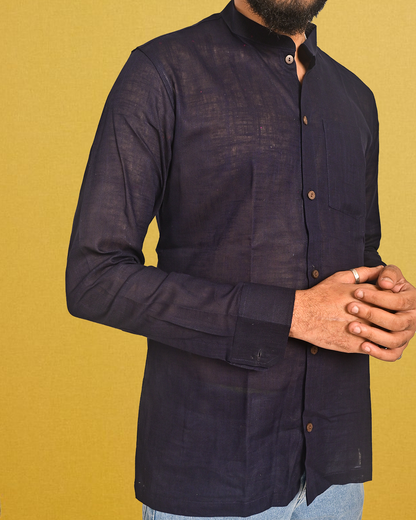 Pure Cotton Mandarin Collar Shirt for Men