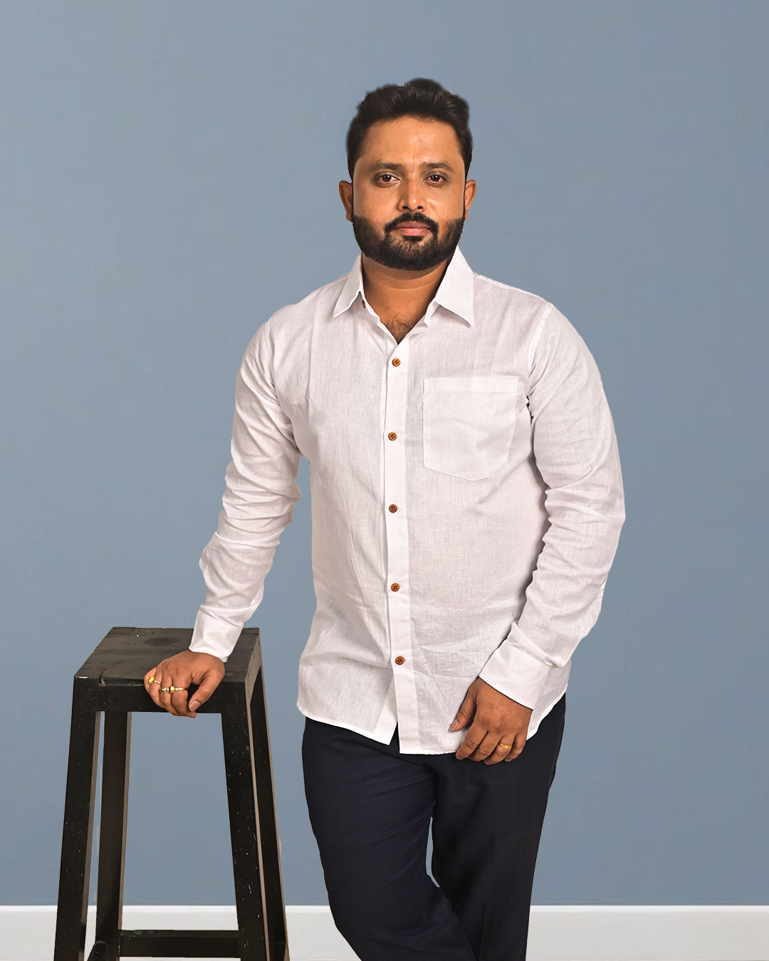 Classic White Pure Cotton Shirt for Men
