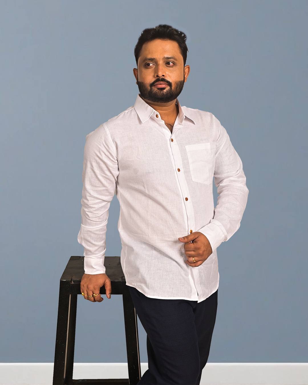 Classic White Pure Cotton Shirt for Men
