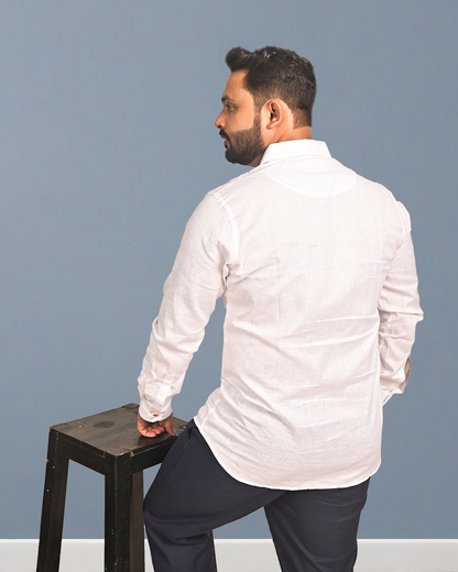 Classic White Pure Cotton Shirt for Men