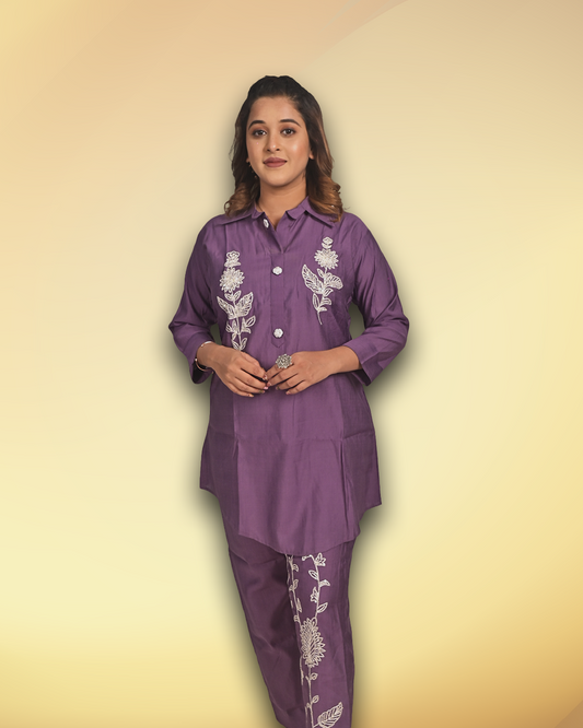 Silk Embroidered Co-ord Set