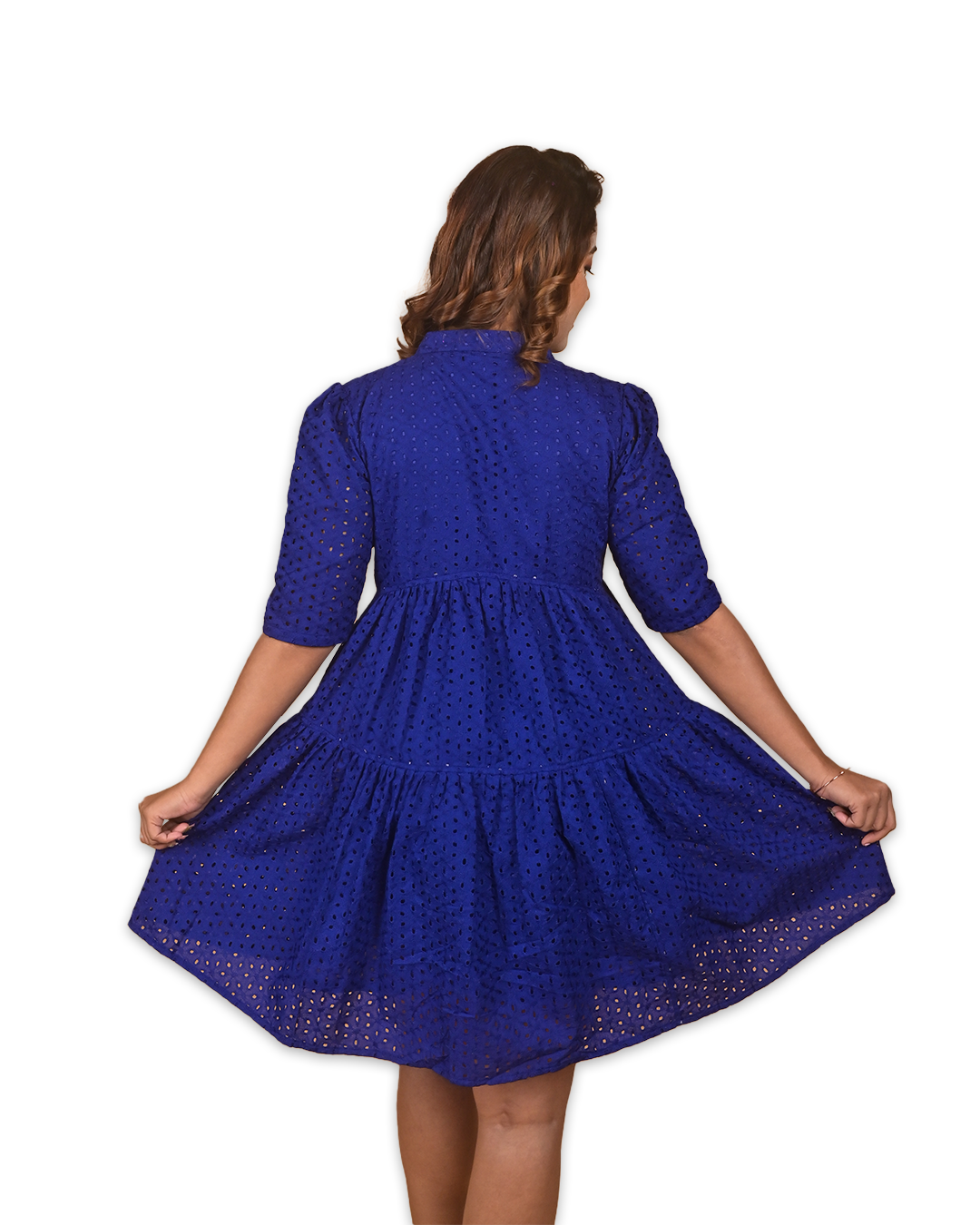 Elegant Cotton Hakoba Chikankari Dress – Royal Blue
