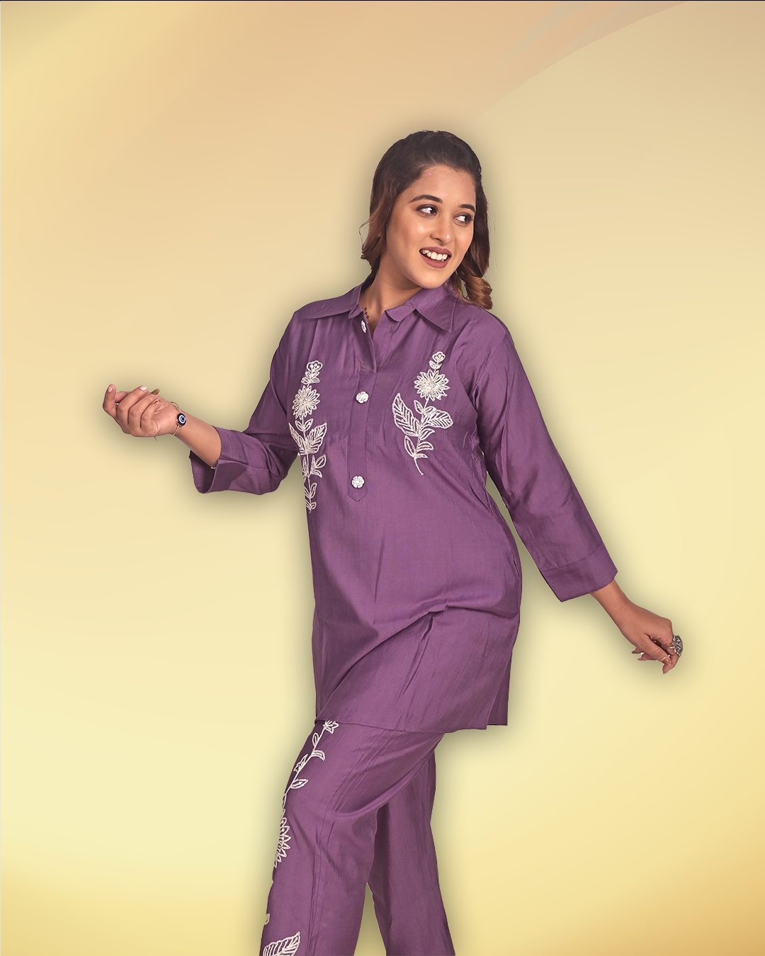 Silk Embroidered Co-ord Set