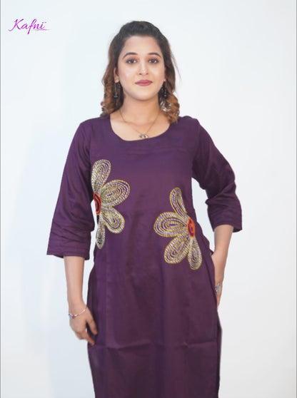 Malai Cotton Kurti with Hand Embroidery